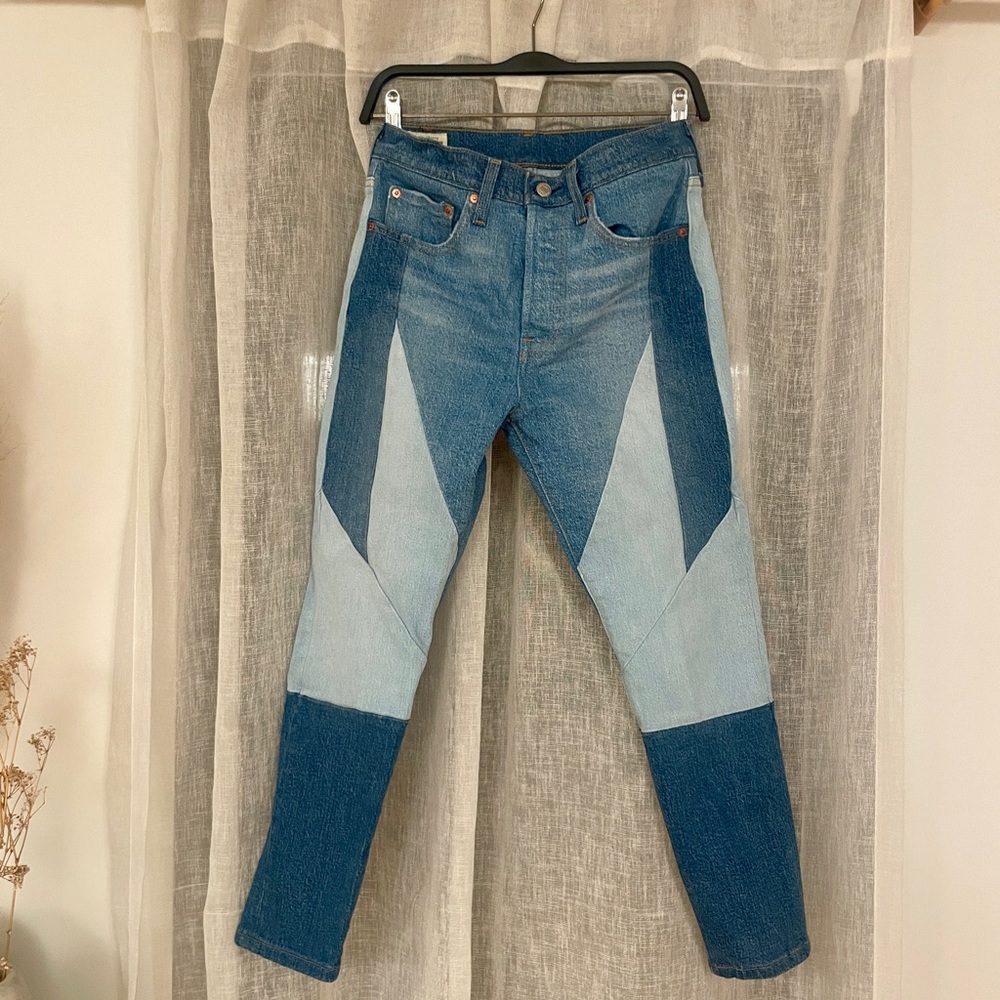 Rare! Levi’s Redone Patchwork Pieced 501s Skinny … - image 1